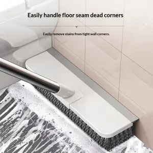Floor Scrub Brush with Long Handle, 2 in 1  and  for Cleaning Bathroom, Patio, Garage, Wall, Tile with Stiff Bristles
