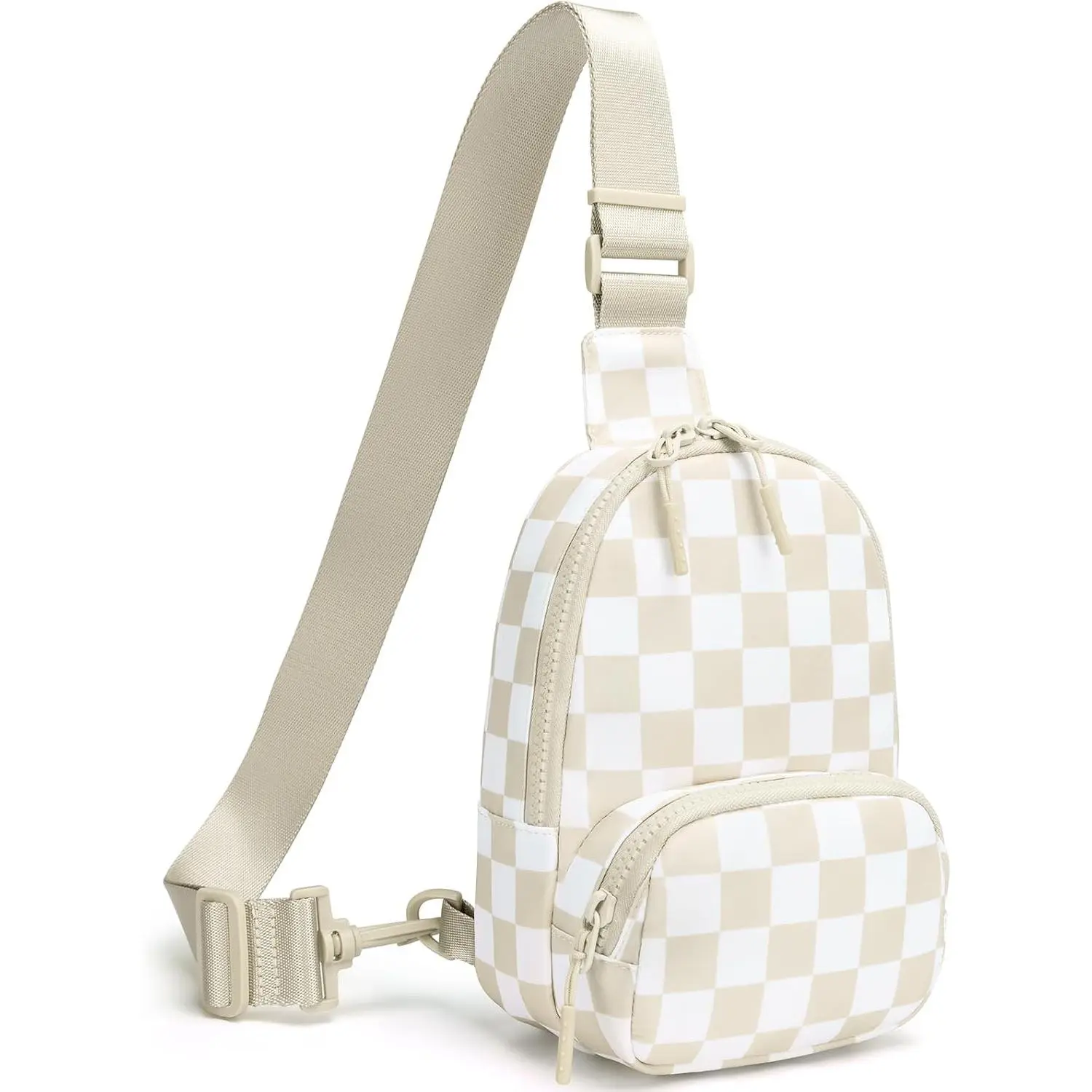 Small Checkered Sling Bag for Women Nylon Crossbody Bags Trendy Chest Travel Fanny Pack Purse