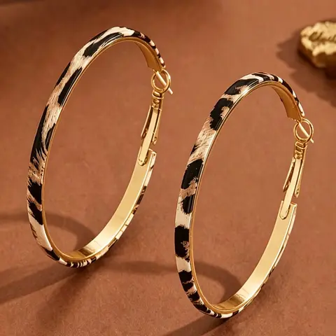 Retro Elegant Leopard Print Hoop for Women, 1 Pair, Valentine's Day Gift, Suitable for Daily Wear, Fashion Jewelry, Hoops Earrings