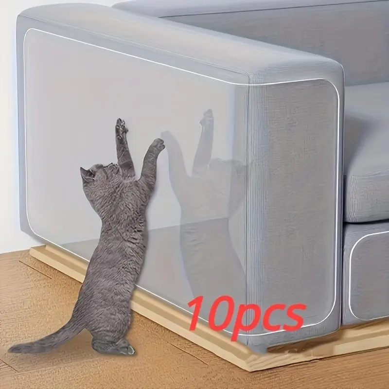 10 Pieces Cat Scratch Guard Tape, Transparent Double-Sided Furniture Protection Stickers, Ideal for Sofas and Couches, Pet Scratch Prevention