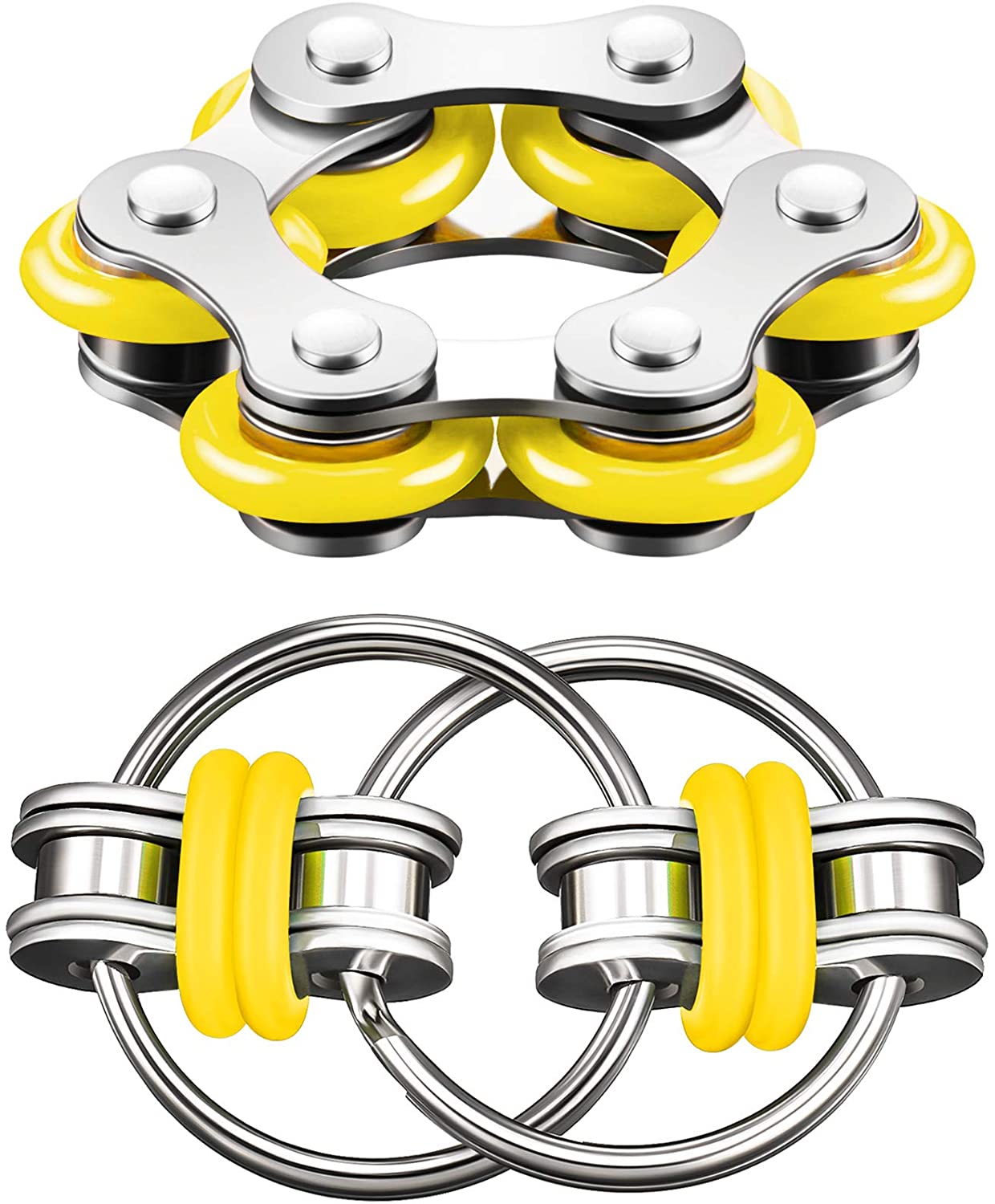 Bike Chain Fidget Toys Set - Six Roller Chain & Key Flippy Chain Novelty Stress Relief Toys for Pressure Relief Autism ADHD  ADD easter toy