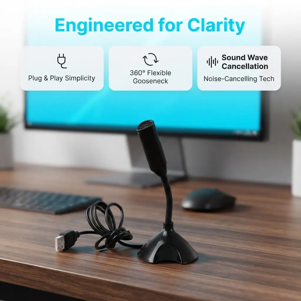 USB‑Powered Mini Computer Microphone, Compact KTV Karaoke Voice Mic, Plug‑and‑Play Desktop Audio Microphone, Small Recording Mic for Laptop PC, Online Chat, Streaming and Home Karaoke Entertainment