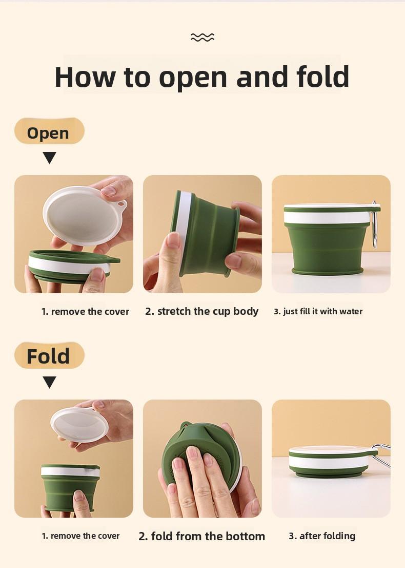 New Silicone Foldable Water Cup with Hook Portable Travel Coffee Mug Outdoor Camping Hiking Teethbrush Cup for Business Trip