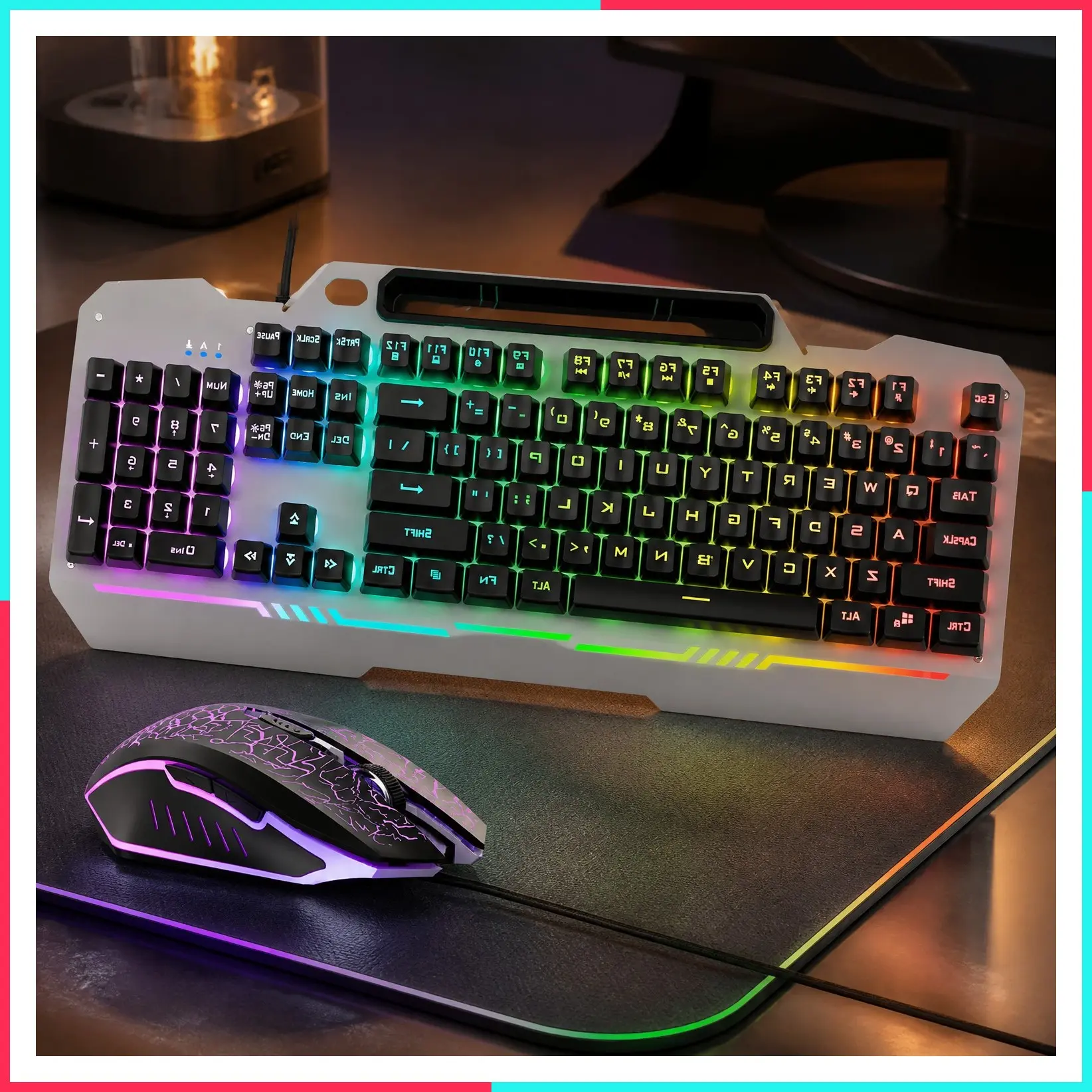 Wired 104-Key Gaming Keyboard and Mouse Combo, Metal Panel