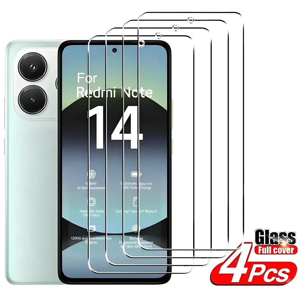 4 Pack 9H HD Tempered Glass Screen Protector Suitable for Redmi 13 13C K70 Note 14 15 Pro 5G Note 12 Pro 12 Pro+ 13 13 Pro Phone Screen Film Suitable for Xiaomi 12T 13T 14T 15T 15T Pro POCO X7 Pro X8 Pro