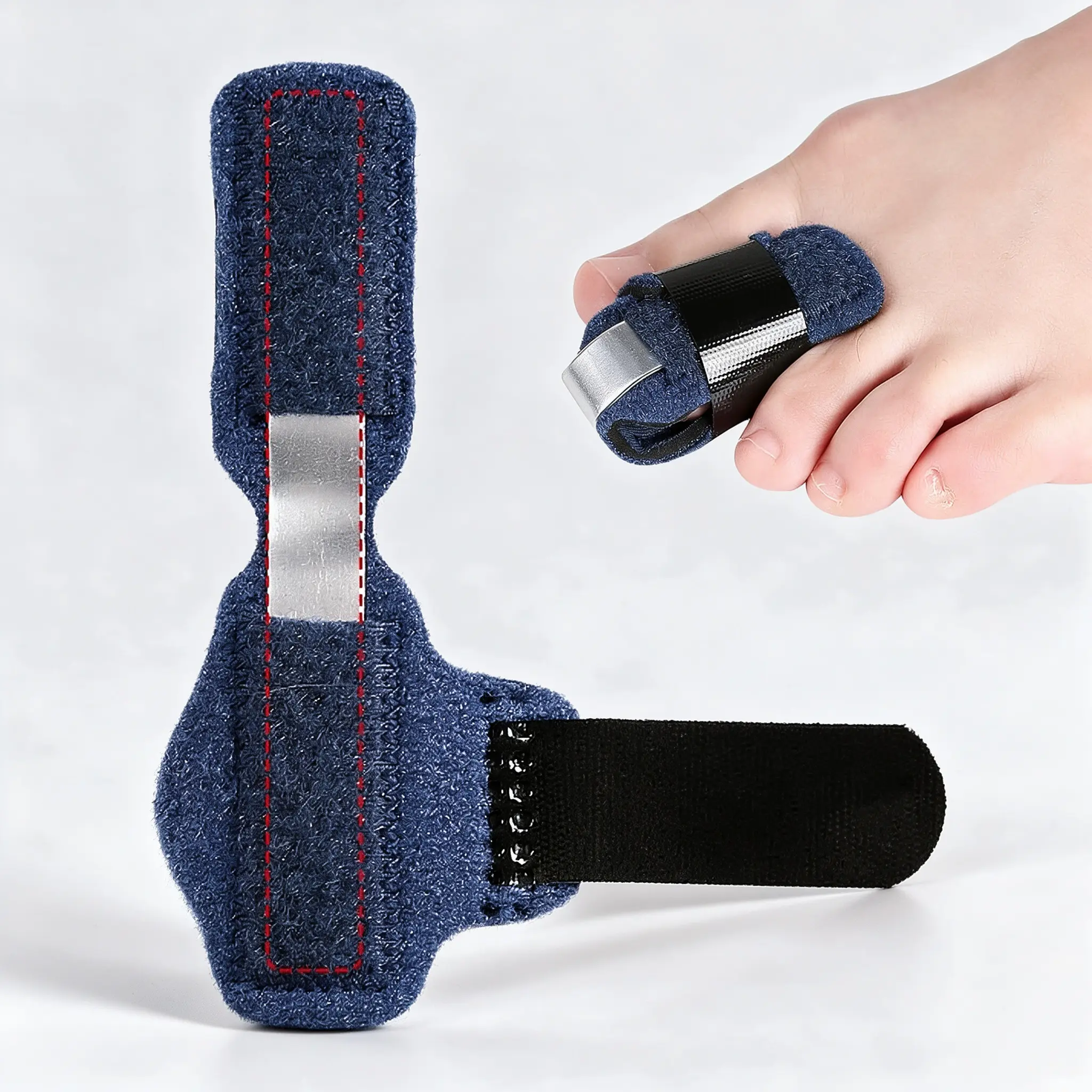 Aluminum Strip Toe Sleeve Splint, Hammer Toe Support Brace, Removable Hook & Loop Protective Sleeve, Universal for Toe & Finger Stabilization for Injury Recovery