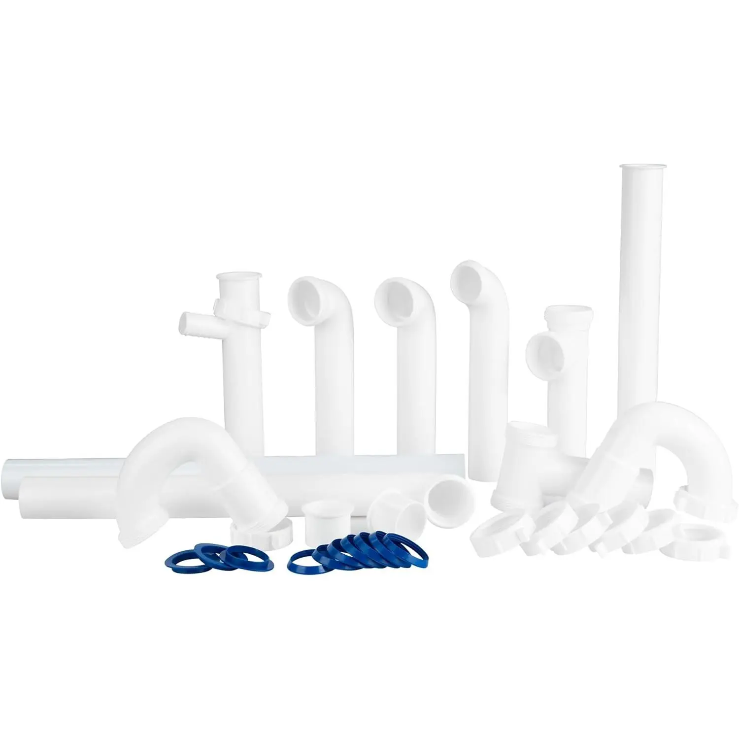 1-1/2" Complete Kitchen Sink Drain Kit, P Trap Sink Plumbing Drain Pipe Replacement Kit for Most Kitchen Bathroom Sink Drain Repair