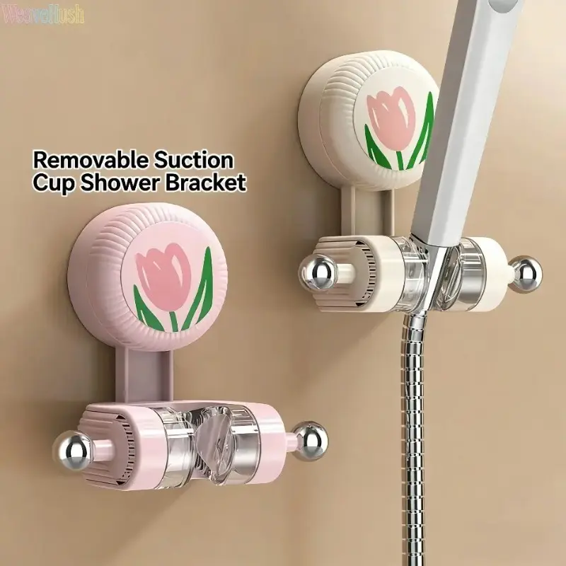 No Drill Suction Cup Shower Head Holder Removable Reusable Adhesive Shower Wand Bracket Tool Free Bathroom RV Hotel Universal Shower Accessory