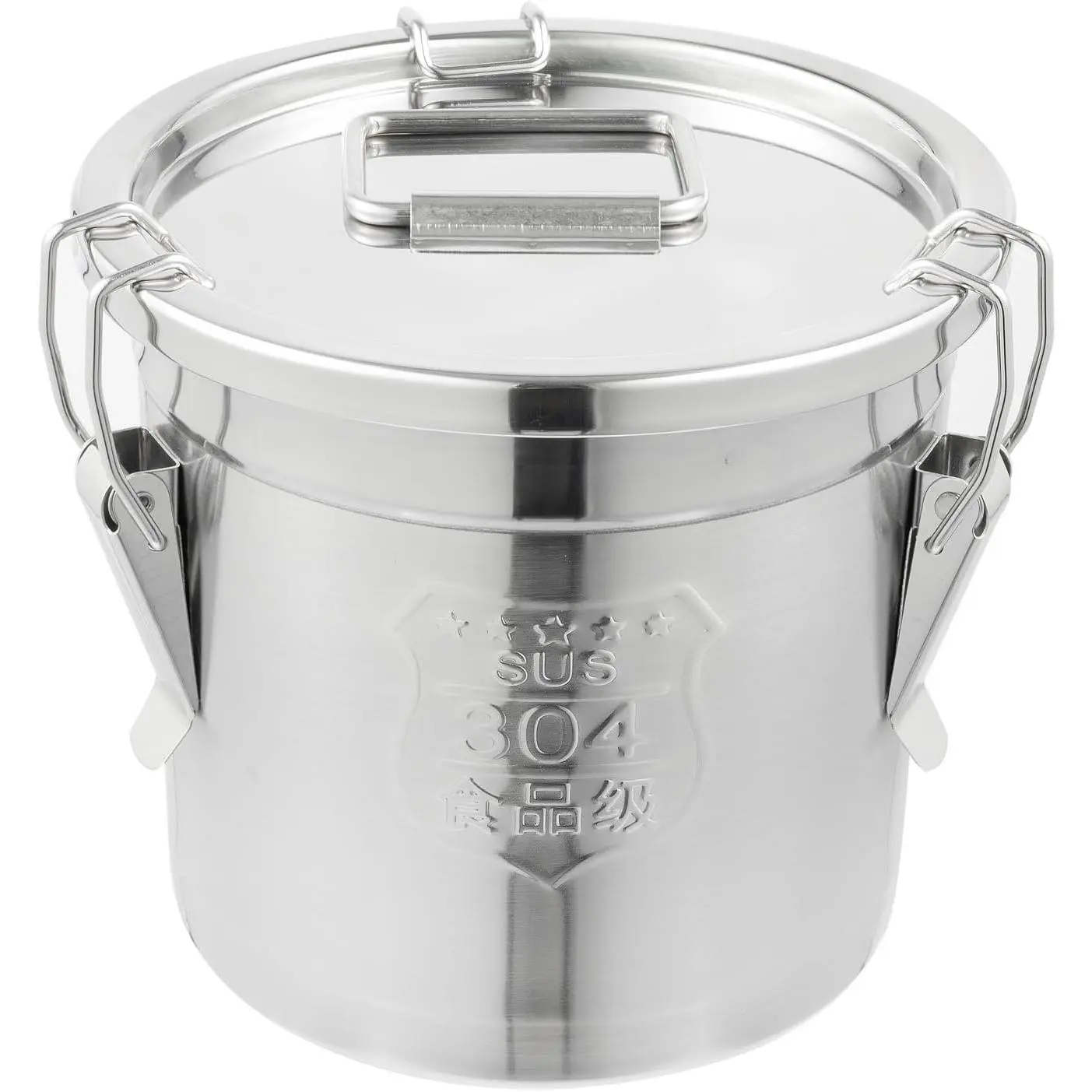 304 Stainless Steel Containers With Lid,202oz Airtight Flour Container for Kitchen,5-10lbs Metal Airtight Canisters Milk Jug Coffee Bean Cookies Canisters w/Locking Clamp (6L/1.6Gal)