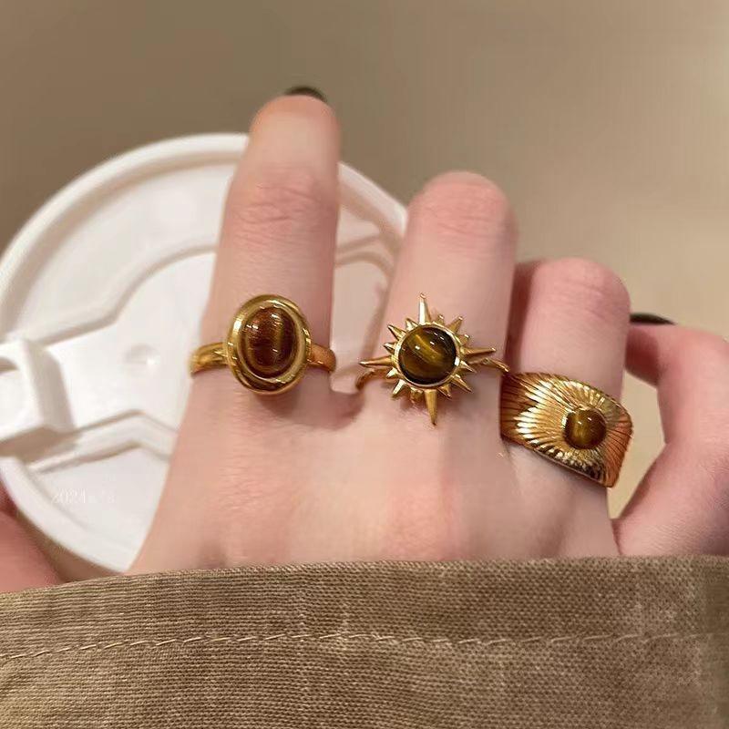 Tiger's Eye Alloy Ring