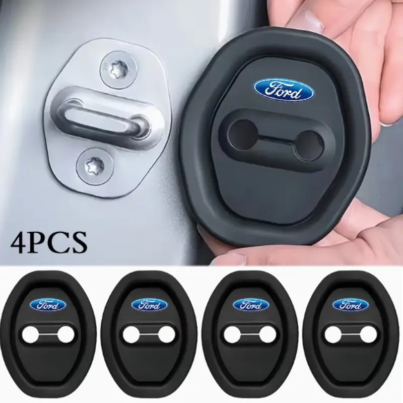 4pcs Car Door Lock Protection Covers, Plastic Rust-Resistant Buffer Guards, Fits Ford Models Like Fusion, F150, Explorer, Etc