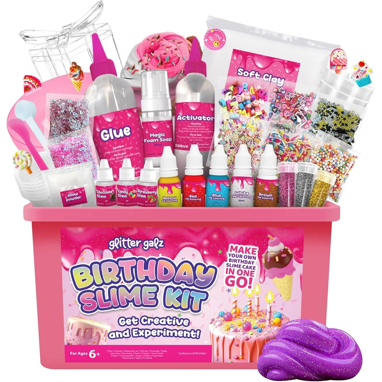 Slime Kit | Birthday Gifts for Girls Ages 6+ | DIY Make Your own Slime Birthday Party 42 Mix-ins | Arts and Crafts | Slime-Making kit | Slime Activator | Sensory Gifts for Teens