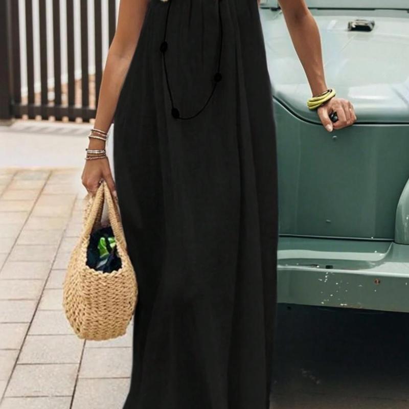 2026 New Arrival Women’s Backless Spaghetti Strap Loungewear Dress | Loose-Fit Cozy Home Essential