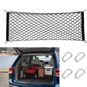 55“*16” Double-Deck Cargo Net for Pickup Truck Bec - Truck Bed Net for Trunk Organizers and Storage Additional with 4 Metal Carabiner Buckles