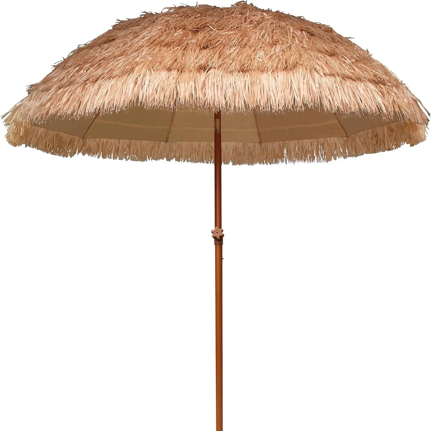 7.5ft Hula Thatched Tiki Patio Beach Umbrella Hawaiian Style 10 Ribs UPF 50+ with Tilt Carry Bag for Outdoor Tiki Bar, Tropical Palapa, Patio Garden Beach Pool Backyard Natural Color