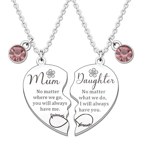 Mother's Day Gift, Mother & Daughter Necklace, 2 Counts Heart Design Pendant Necklace, Rhinestone Decor Matching Necklace for Women, Exquisite Jewelry Gift, Fashion Jewelry for Party and Daily Wear, Family Necklace, Rhinestone Decorated Necklace
