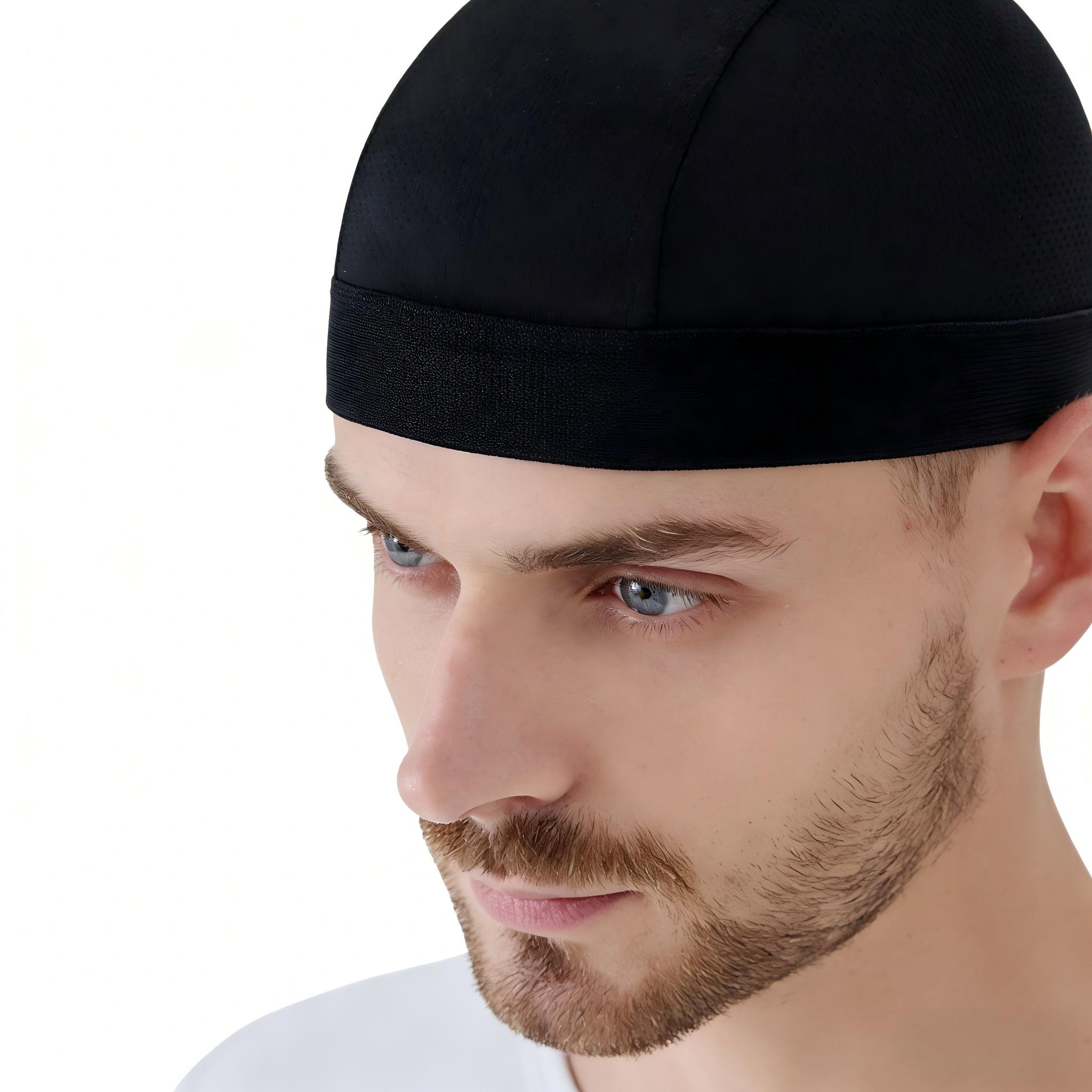 Black Cycling Skull Cap, Windproof Breathable Bike Helmet Liner for Men & Women