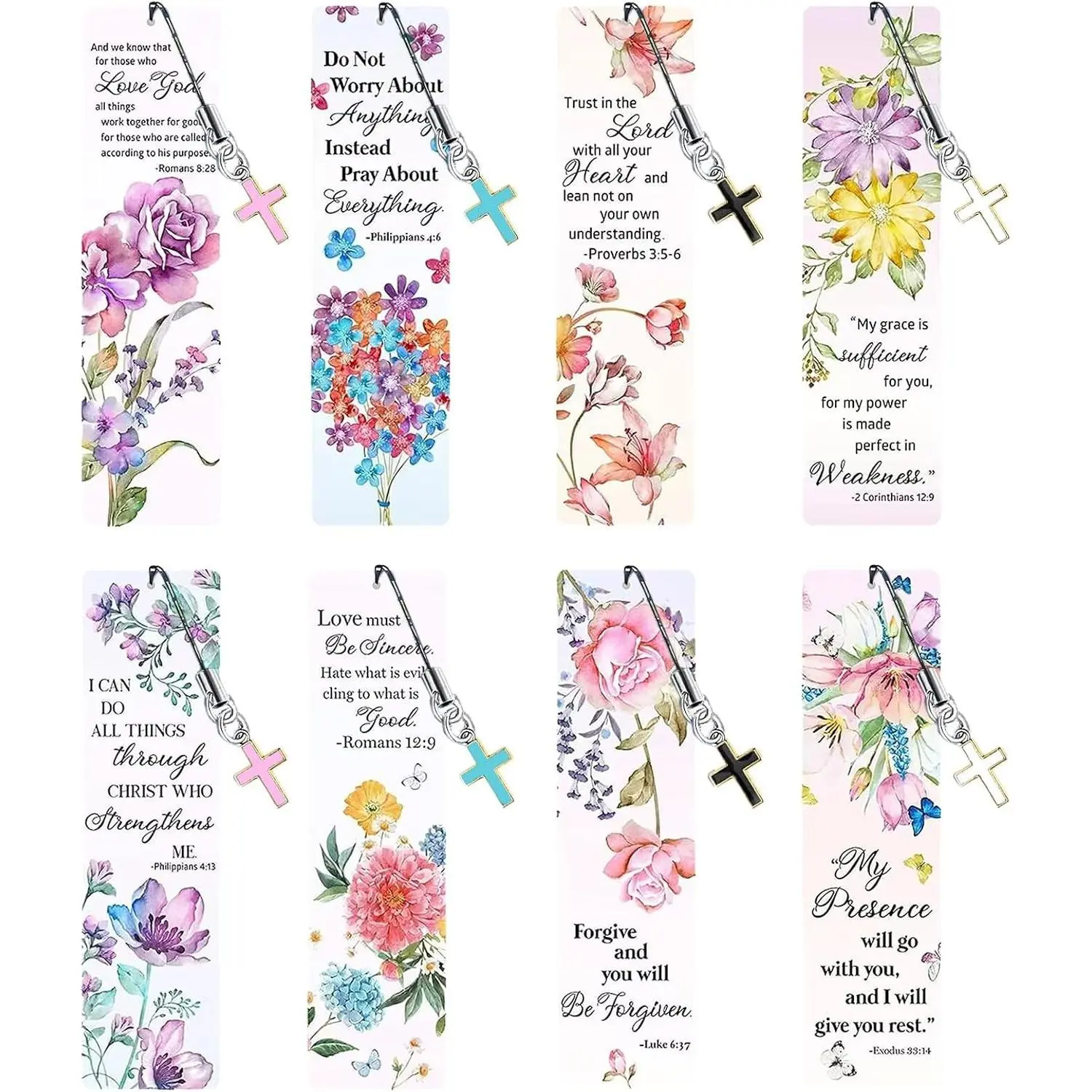 8PCS Diamond Painting Art Bookmarks,Cute Acrylic Bookmarks Crafts Kits Gifts with Pendants for Adult Women Book Lovers (Flower)