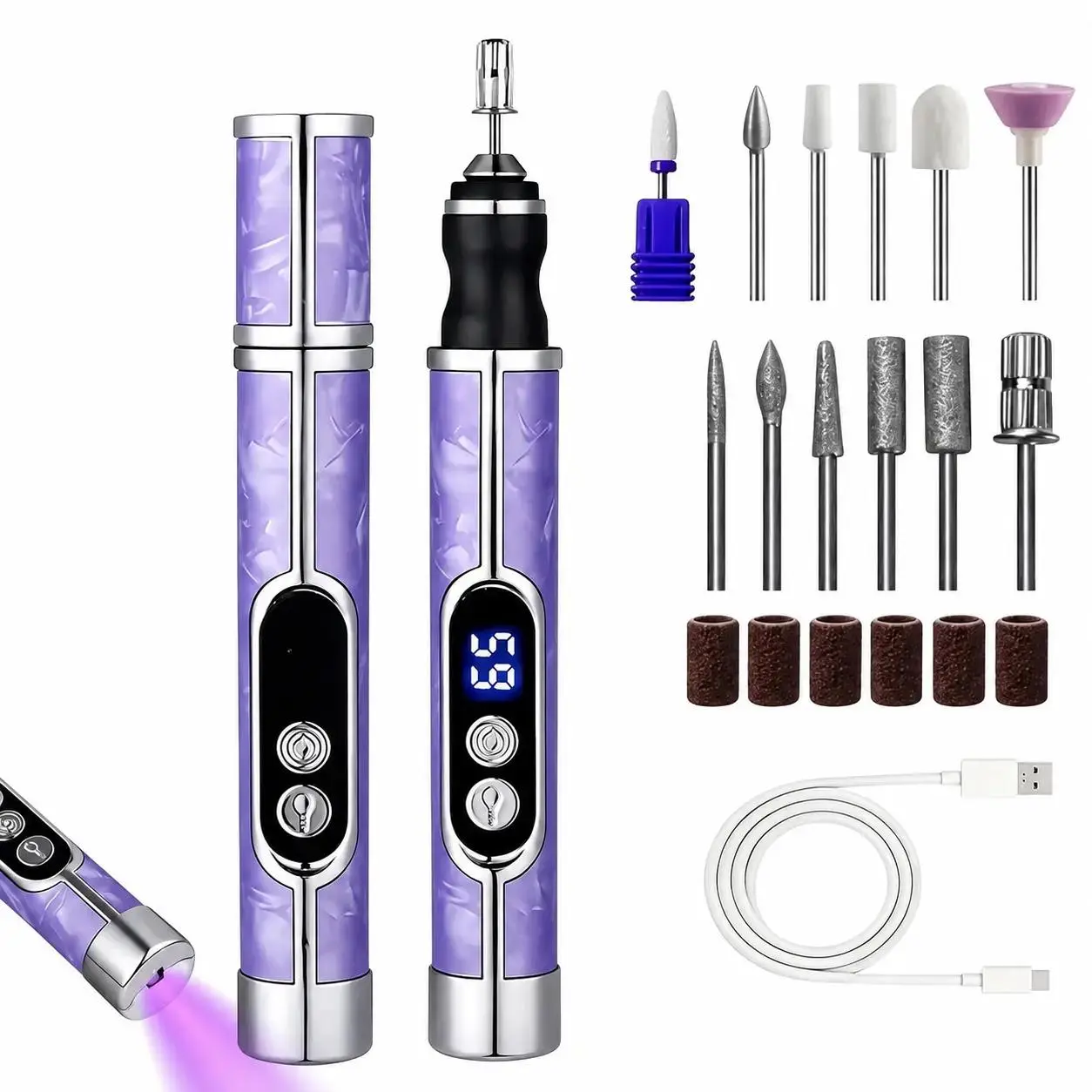 Rechargeable Electric Nail Drill, 11000 RPM Portable DIY Manicure Kit with 12 Bits, Low Noise Polishing Tool for Home & Salon Use