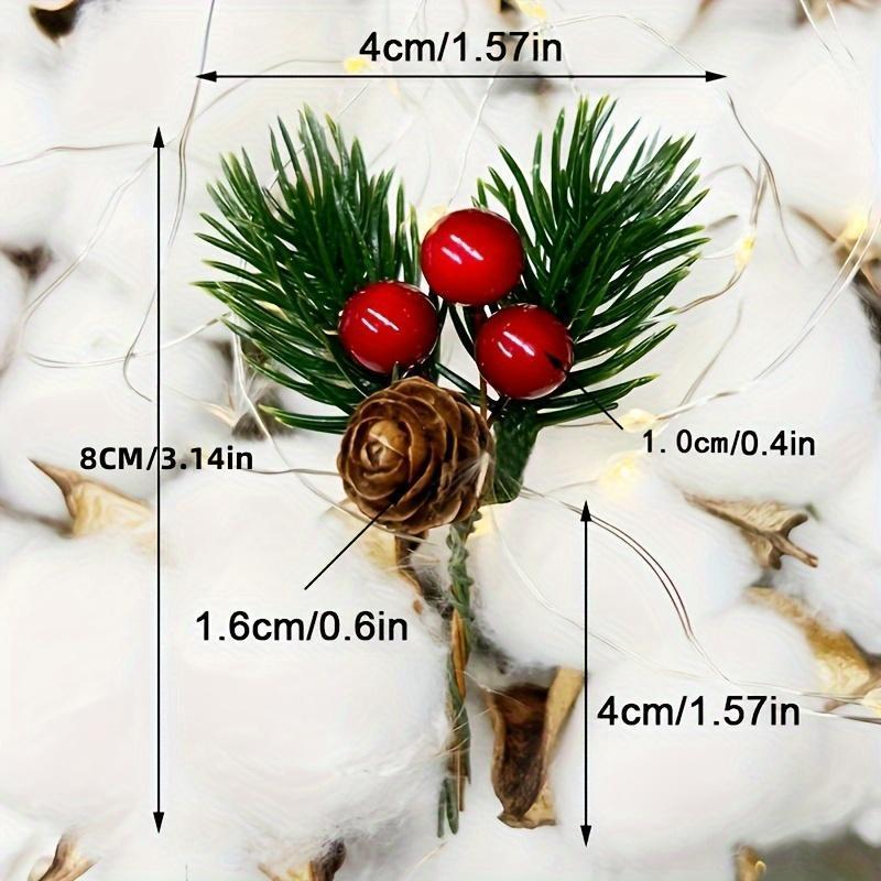 10pcs Artificial Pine Cones & Red Berry Stems, Realistic Evergreen Christmas Tree Decorations, Holiday Home Accents