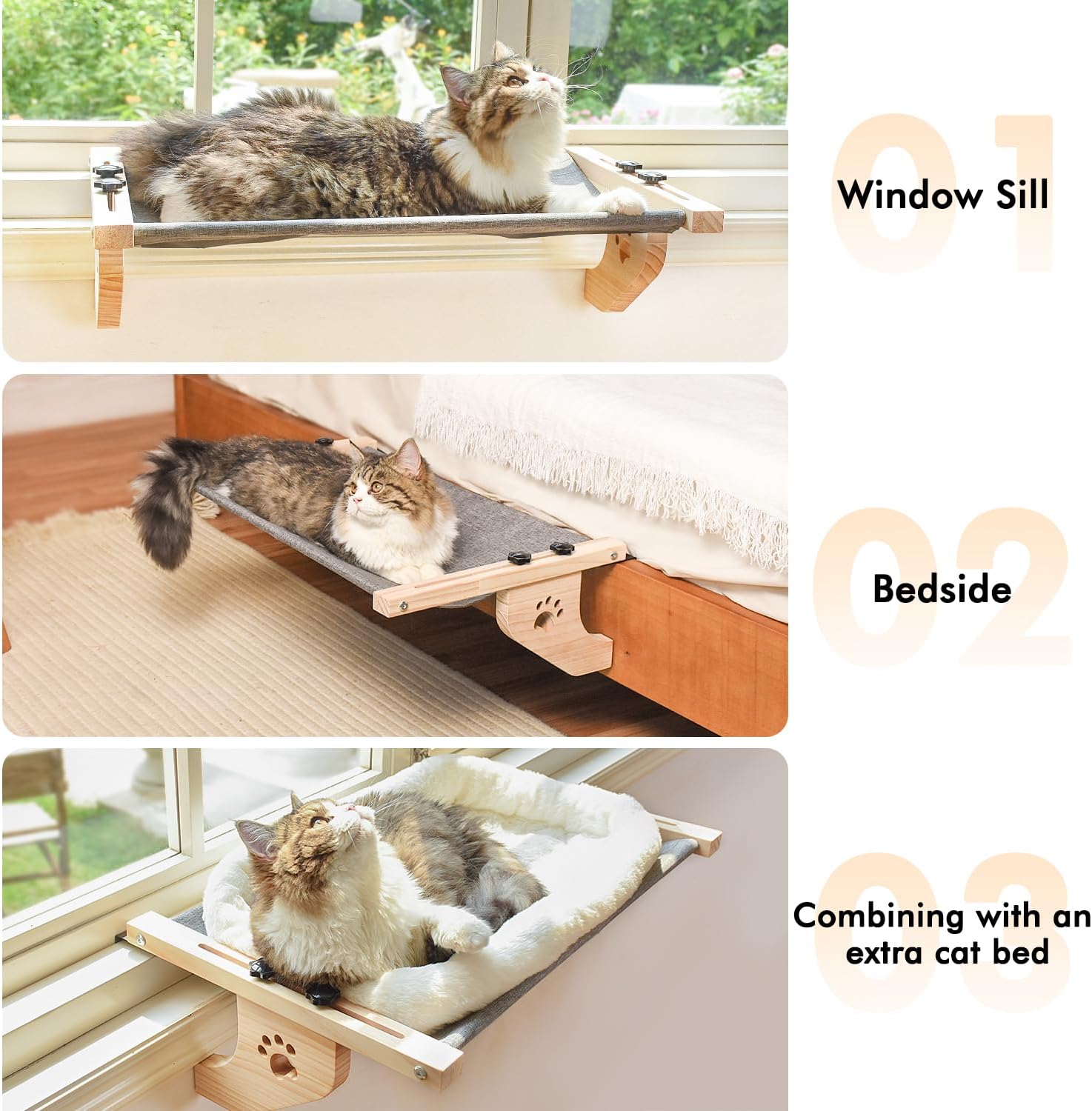 Adjustable Cat Window Perch Hammock Multi Purpose Pet Lounge for Window Sill Desk Cabinet Cozy Cat Bed with Reinforced Support Quick Setup Foldable for Space Saving