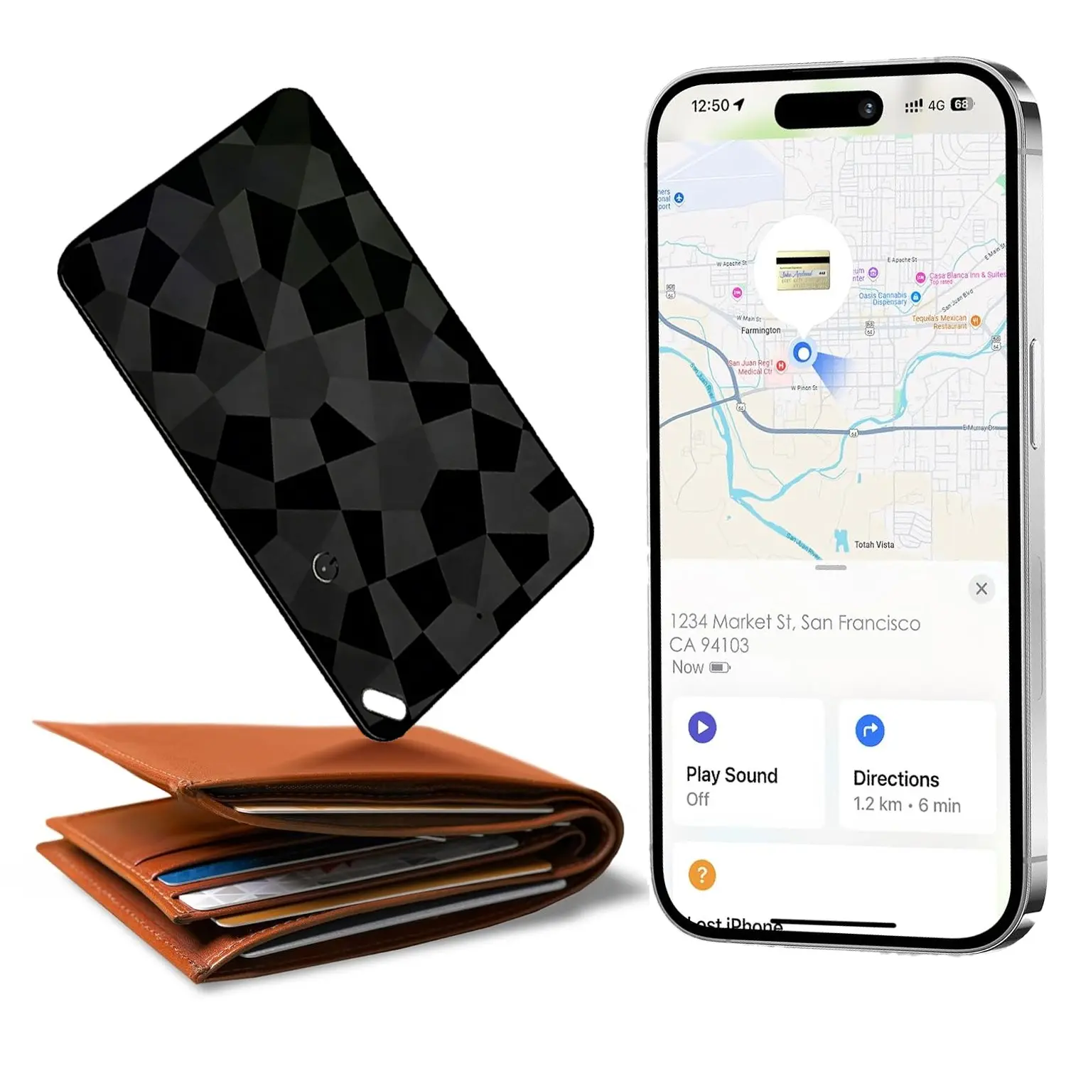 Fine Track Slim Wallet Smart Tracker Card, iOS Only, One Charge Lasts a Year, Apple Find My Compatible, Pet & Keychain Locator