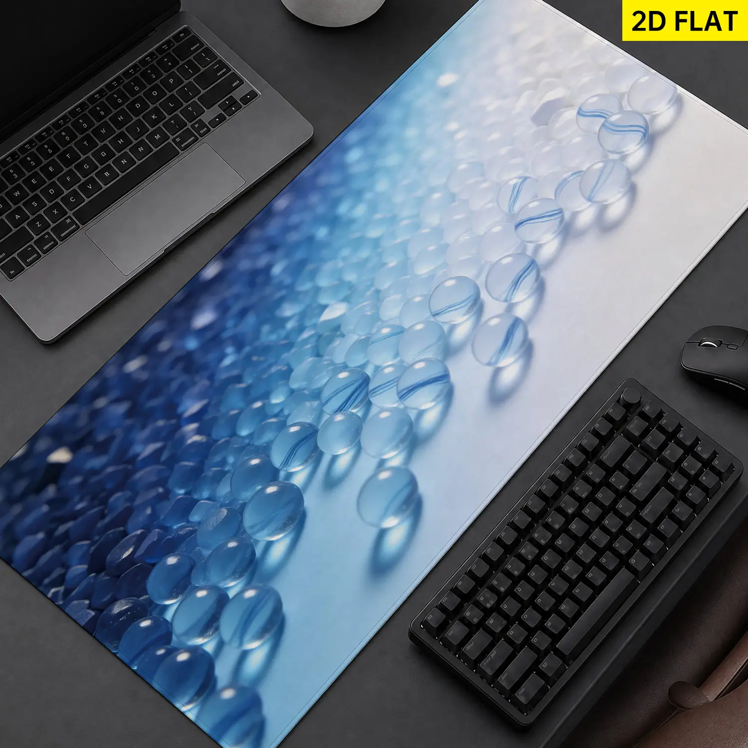 Blue Gradient Glass Surface 3D Banana Design Mouse Pad - Extra Large, Non-Slip Rubber Base, Locked Edge, Washable, Multi-Size, Precise Control Premium Pad for Office, Home, Ideal Gift for Gamers