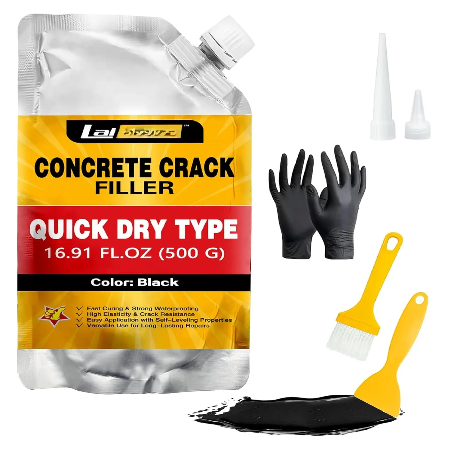 Asphalt Crack Sealant, Cement Crack Filler, High Elasticity Self Leveling Caulking Glue,  Concrete Repair for Driveways, Walkway, Patio, Joint, Indoor and Outdoor (1 Pack - 1.1LB)
