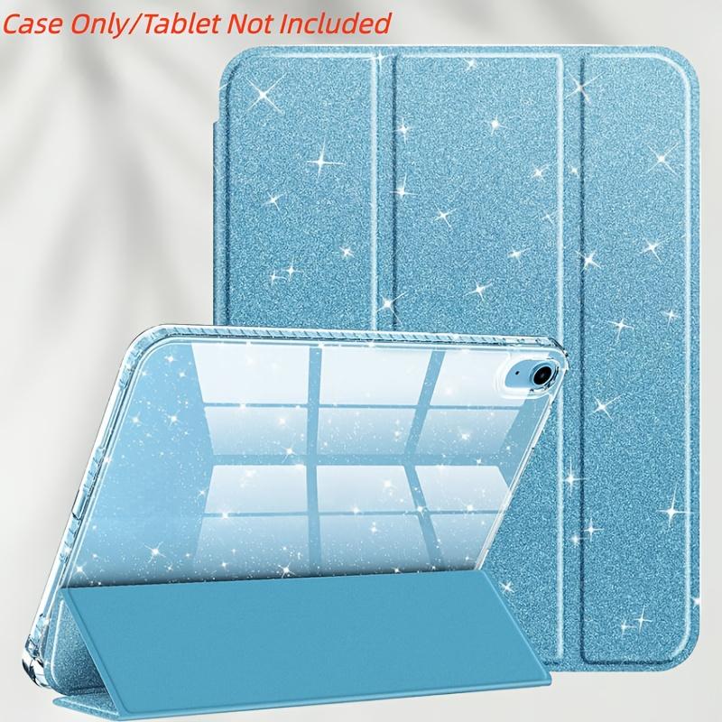 iPad A16 Case 11th/10th Gen 2022, Sparkly Slim Cover with Pencil Holder, Shiny Clear Back Shell for Kids and Girls
