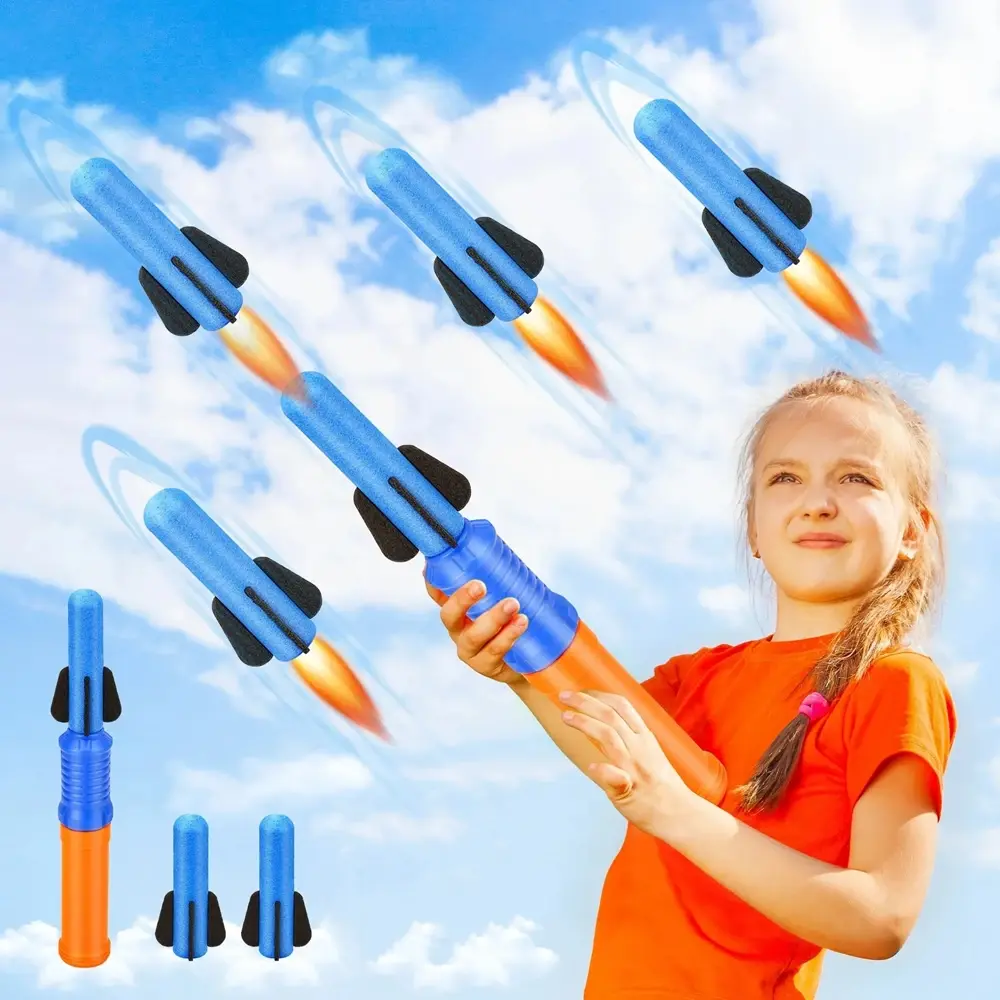Foam Rocket Launcher Toy Set | Hand-Propelled Fun for Kids | Outdoor Summer Party Game | Safe & Durable Birthday Gift