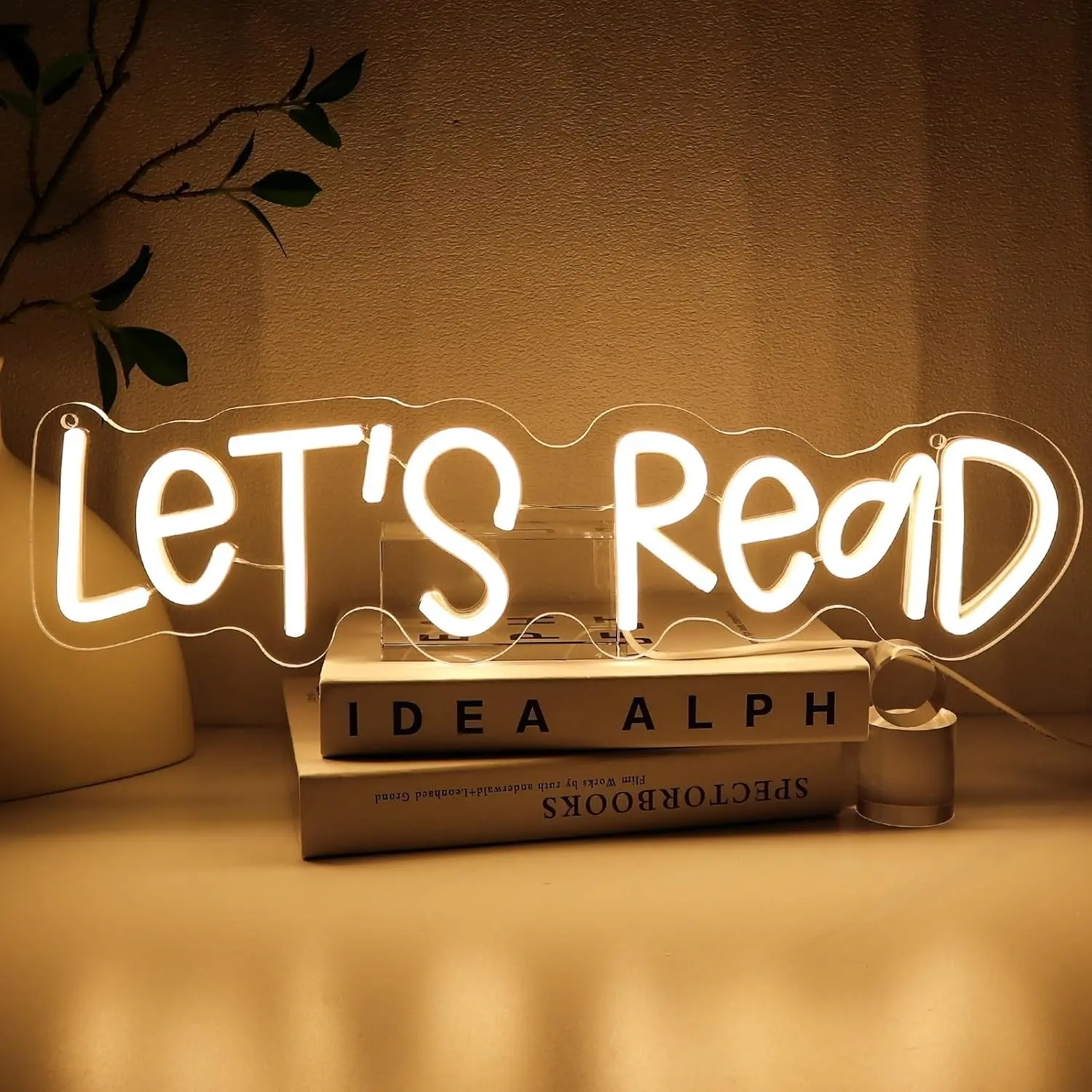 Let's Read Neon Light for Wall Decoration, USB Dimmable LED Sign, Ideal for Classroom, Reading Corner, Bedroom, Home Book Club, Inspirational Wall Art