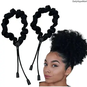 4PCS Adjustable Satin Scrunchies, No Damage Hair Ties for Thick Curly Hair