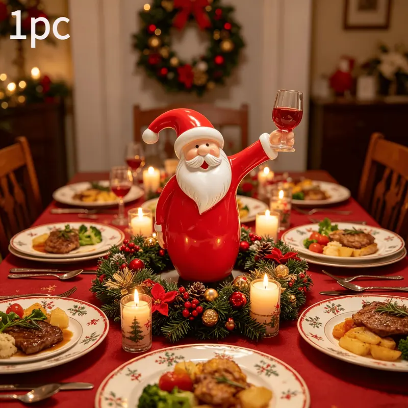 1pc Santa Claus With A Cup Resin Ornament, Santa Claus Statue With A Red Robe And White Beard Holding A Cup, Christmas-Themed Decoration, Suitable For Living Room, Entryway, Table Setting, And Christmas Parties