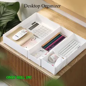1Pc Adjustable Plastic Drawer Separator Storage Box, Fresh Simple Style, Custom Splicing Fits Any Drawer Size, Widely Used For Office, Study, Dresser Countertop And Household Drawer Tidying