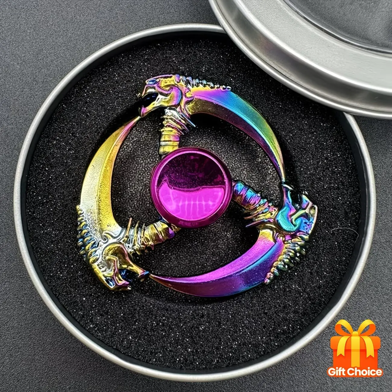 3 Pack Rainbow Alloy Dragon Fidget Spinners, Durable Metal EDC Stress Relief Fidget Toys, Focus Calm Hand Spinner, Ideal Birthday & Halloween Gift