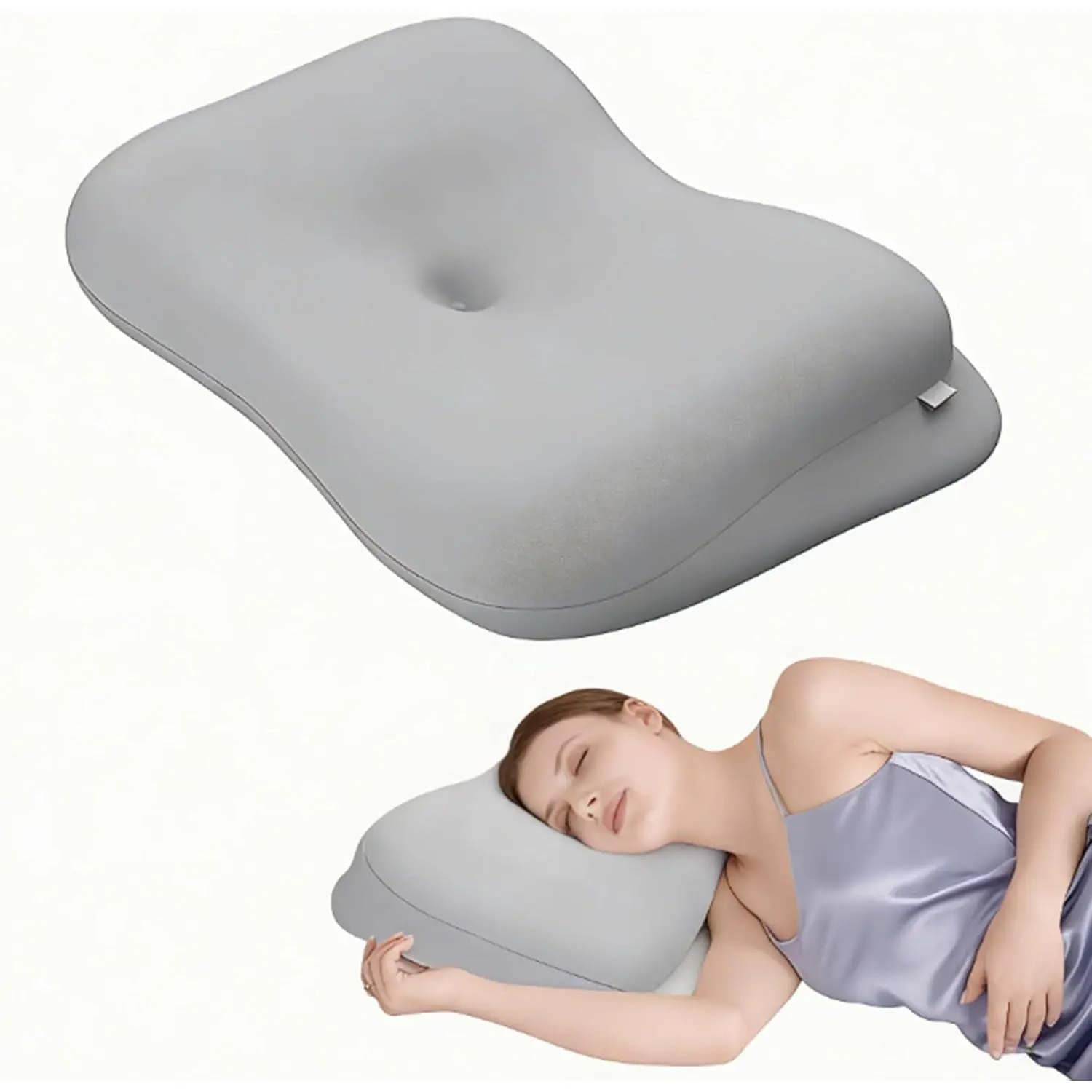 Sleep Pillow Ergonomic Cooling Pillows for Neck, Side & Back Sleepers - Gray