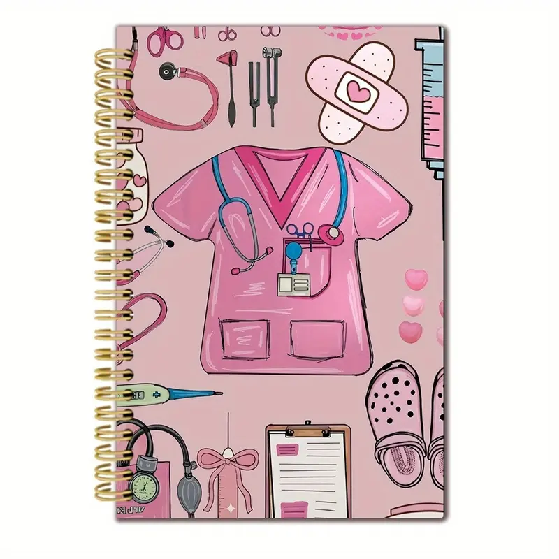 This notebook features a pink nurse-themed cover, measures , and contains 50 pages. It's designed for smooth writing, making it perfect for nurses to record patient information. It's a great gift for anyone in the nursing profession, Work Notebook