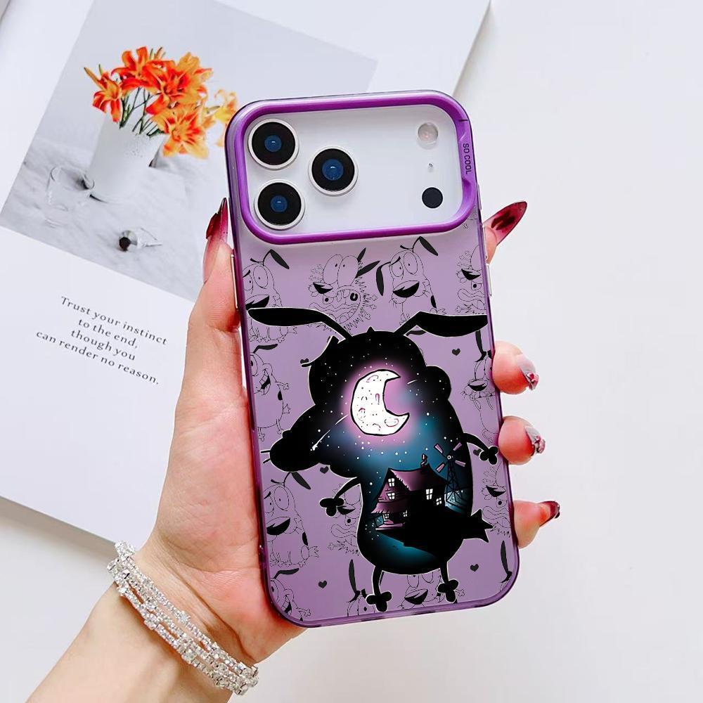 Cartoon Courage the Cowardly Dog phone case suitable for iPhone 17, 16, 15, 14, 13, 12, 11 Pro Max, X, XSMAX, 8, 7 Plus, anti-drop frosted back cover, a gift for friends, family, and yourself.