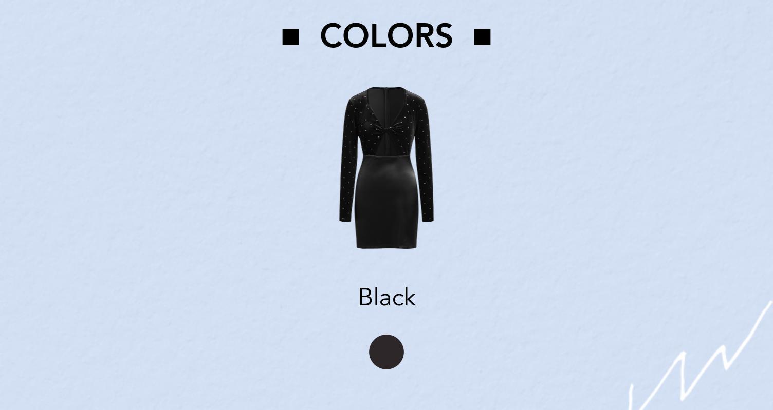 Cider [size 0-10] Velvet V-neck Solid Rhinestone Cut Out Mini Dress