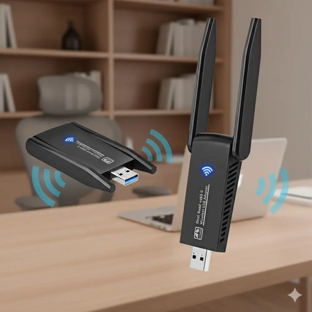 Dual Band Usb wifi adapter 1300Mbps for Pc desktop Laptop - High Gain Antennas, 2.4G/5GHz network Receiver Compatible with Windows 11/10/8/7/Xp, usb 3.0 Wireless Internet Dongle