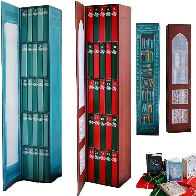Mini Book Advent Calendar for Christmas Lovers, Includes 25 Books Countdown, Holiday Decoration, Perfect for Christmas Tree Decorations, Calendars Planners