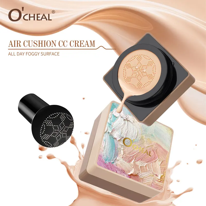 Mushroom Head Air Cushion CC Cream - Plant-Infused Compact BB & CC Cream, Softening, Moisturizing, Smooth, Lightweight Daily Makeup Base, Sweat-Water Resistant, Even Out Skin Tone & Texture, Brightening, Color Correction, Gift-Worthy, No Makeup Look, Natu