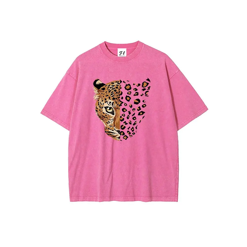 Half Leopard Face Shirt, Wild Cat Animal Print Tee, Fierce Leopard Graphic T-Shirt, Jungle Queen Leopard Shirt