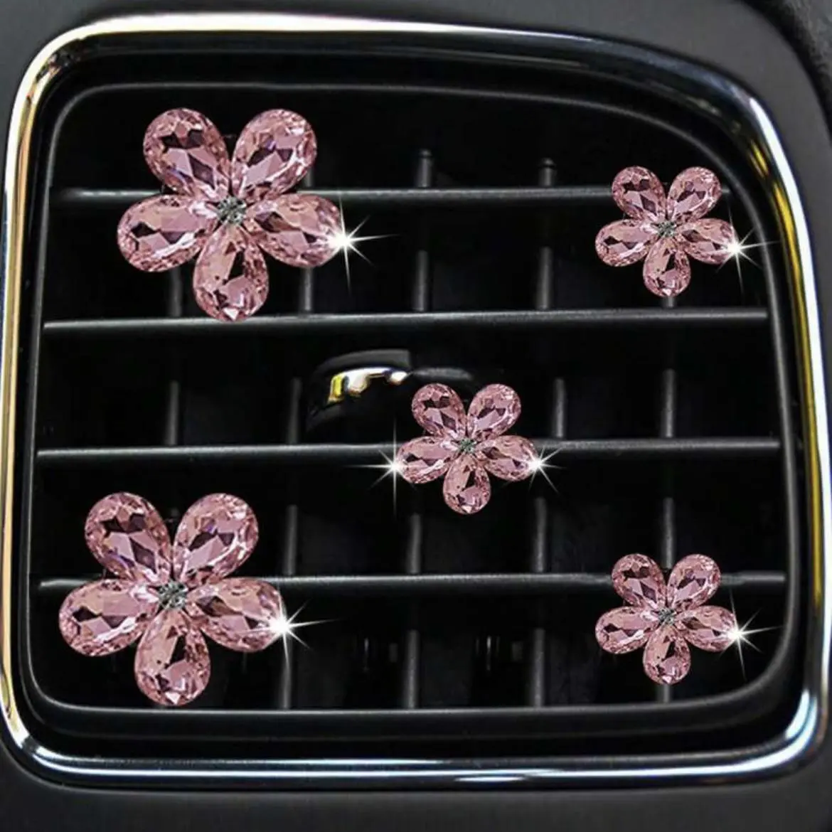 Rhinestone Flower Design Car Air Vent Decoration, Car Air Conditioner Outlet Decorative Clip, Cute Car Interior Ornament Accessory, Car Accessories for Women & Girls, Girly Car Accessories, Boujee Car Accessories, Aesthetic Car Accessory