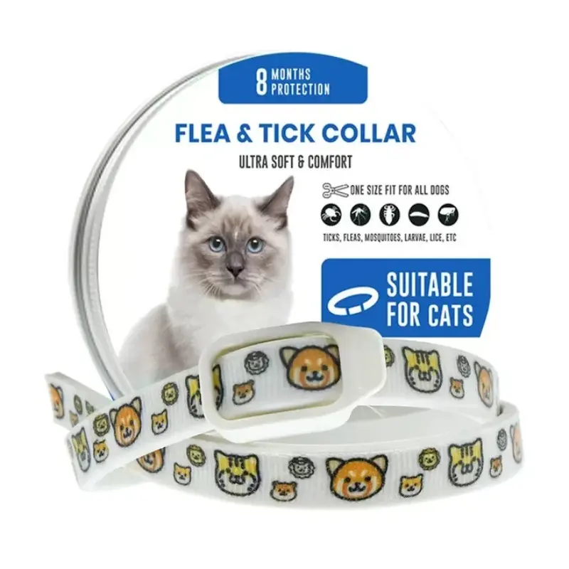 Cartoon Print Cat Collar, Soft Flea and Tick Remover, Flea Collars, Adjustable Fit for All Kitten Sizes, Long-Lasting Protection Up to 8 Months