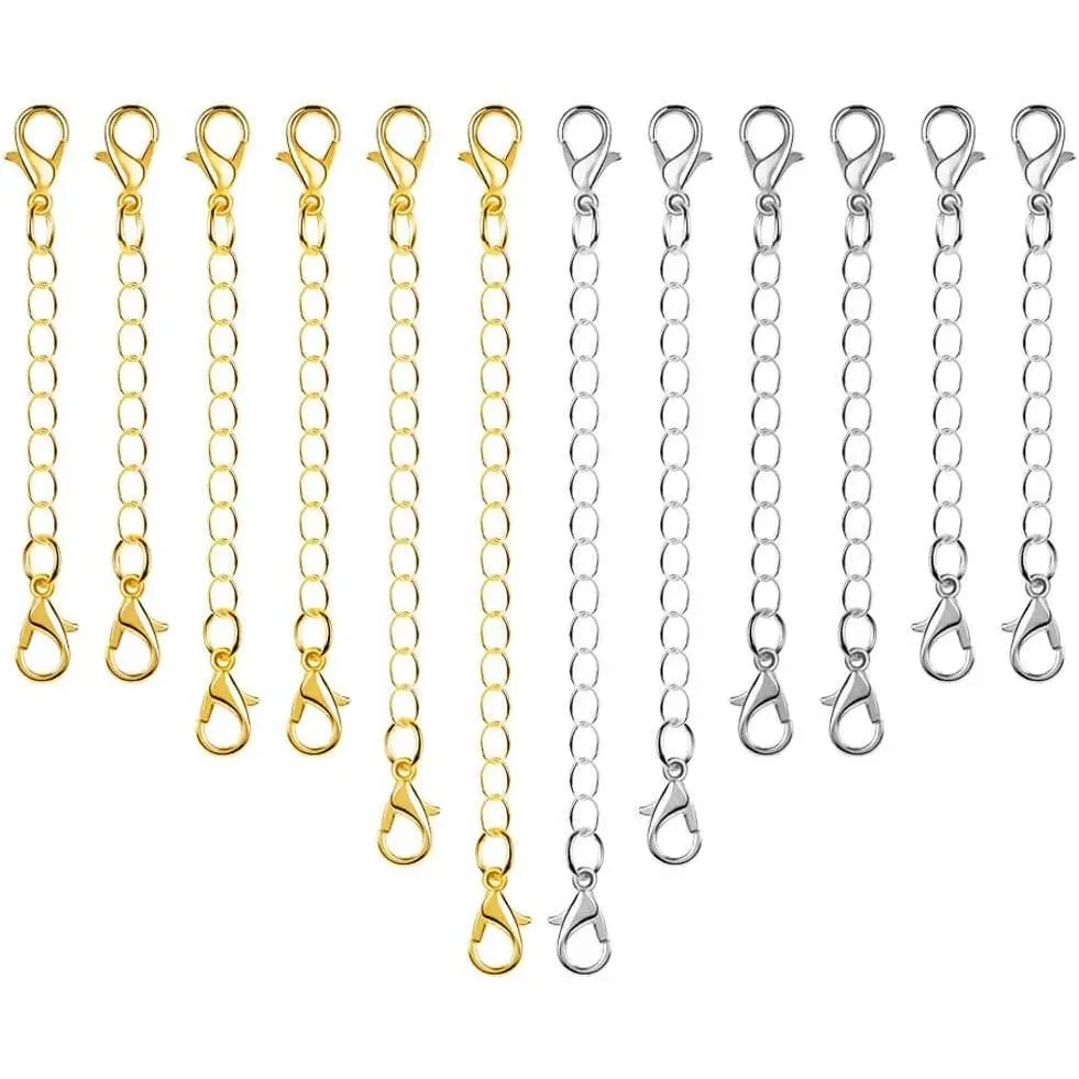 12-Count Chain Extender Clasp Set, Lobster Clasps & Closures for Necklace, Bracelet Making & Crafting Supplies
