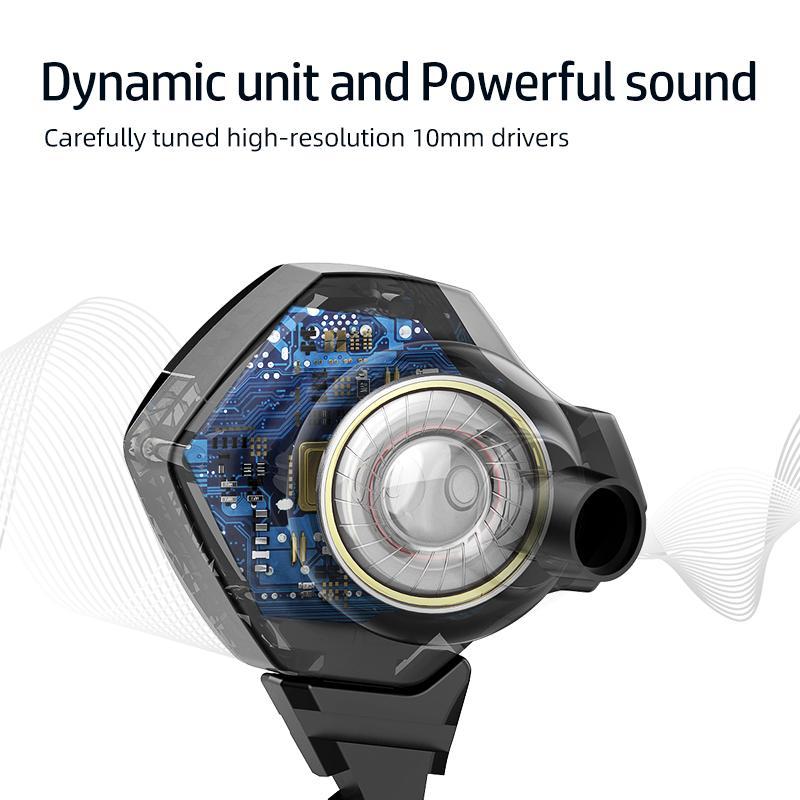 HP DHH-3113 Wired in-ear Headphone, Portable Wired Earbuds with Microphone, Earbuds for Gaming, Live Streaming, Sports & Gym, Audio, Fitness Earbuds, Wired Headphones