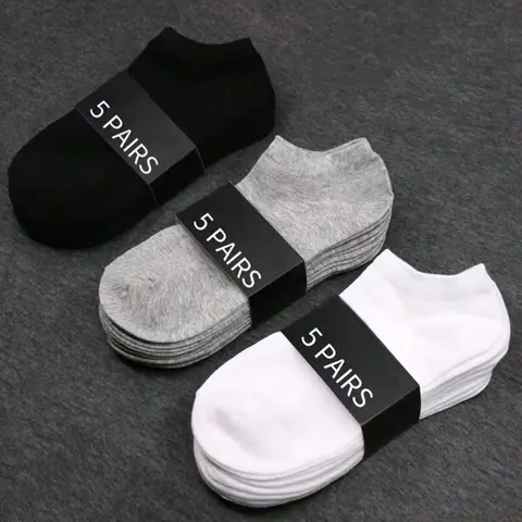 Men's Solid Color Ankle Socks, Plain Casual Simple Comfy Breathable Low Cut Socks, Socks for Men, Socks for Summer, Socks Set, Menswear, Casual Daily Socks Pairs, Breathable Minimalist Socks, Breathable Fabric Socks, Breathable Polyester Socks