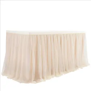 Wrinkle-Free Spandex Table Cover with Tutu Tulle Skirt - Classic European Polyester Stretch Cloth for Multi-Size Rectangle Tables, Party Decoration Supplies Ideal for Birthday Party, Wedding Banquet