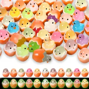 30pcs Easter Cracked Egg Chick Decorations, Mini Egg Basket Fillers, Luminous Chick Eggshell Decorations, Holiday Party Supplies